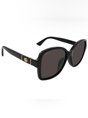 Gucci Black Oversized Sunglasses with Gold GG Accent